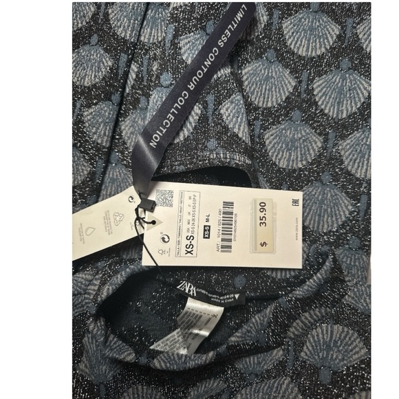 ZARA NWT Seamless Jacquard Shell Mock Neck Long Sleeved Stretch Knit Mini XS-S - Picture 8 of 13